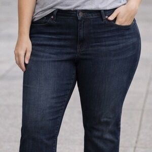 Lee Plus Womens Relaxed Fit Straight Leg Mid Rise Dark Wash Blue Jeans Size 20W